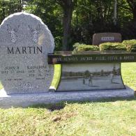 Oval Scalloped Upright Monument with Bench